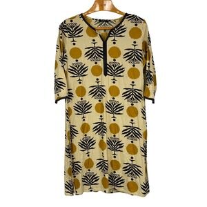 Zudio Indian Block Print 100% Cotton Tunic Dress Mustard‎ Boho Kurti L